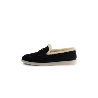 PRADA SUEDE AND WOOL LOAFERS 